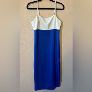 Lulu’s Feeling Sensational Light Blue and Cobalt Color Block Midi Dress